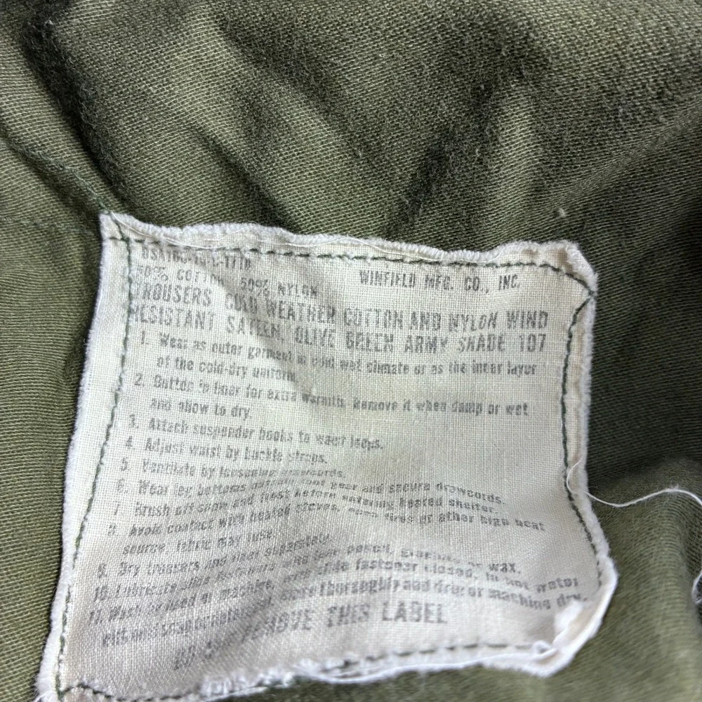 Vintage M-65 Cold Weather Cargo Pants Mens Small Green OG107 Cotton Blend